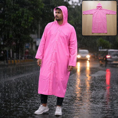 EVA Hooded Long Rain Coat – Monsoon Wear for Men & Women