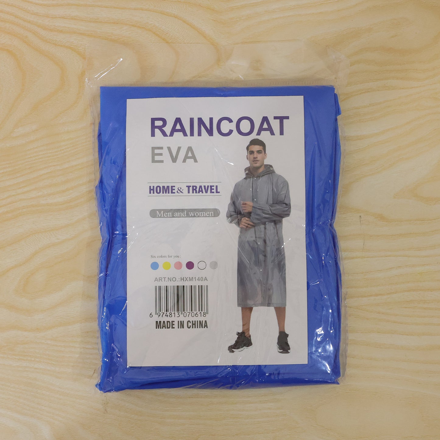 Blue EVA Hooded Rain Coat for Men & Women Monsoon Wear