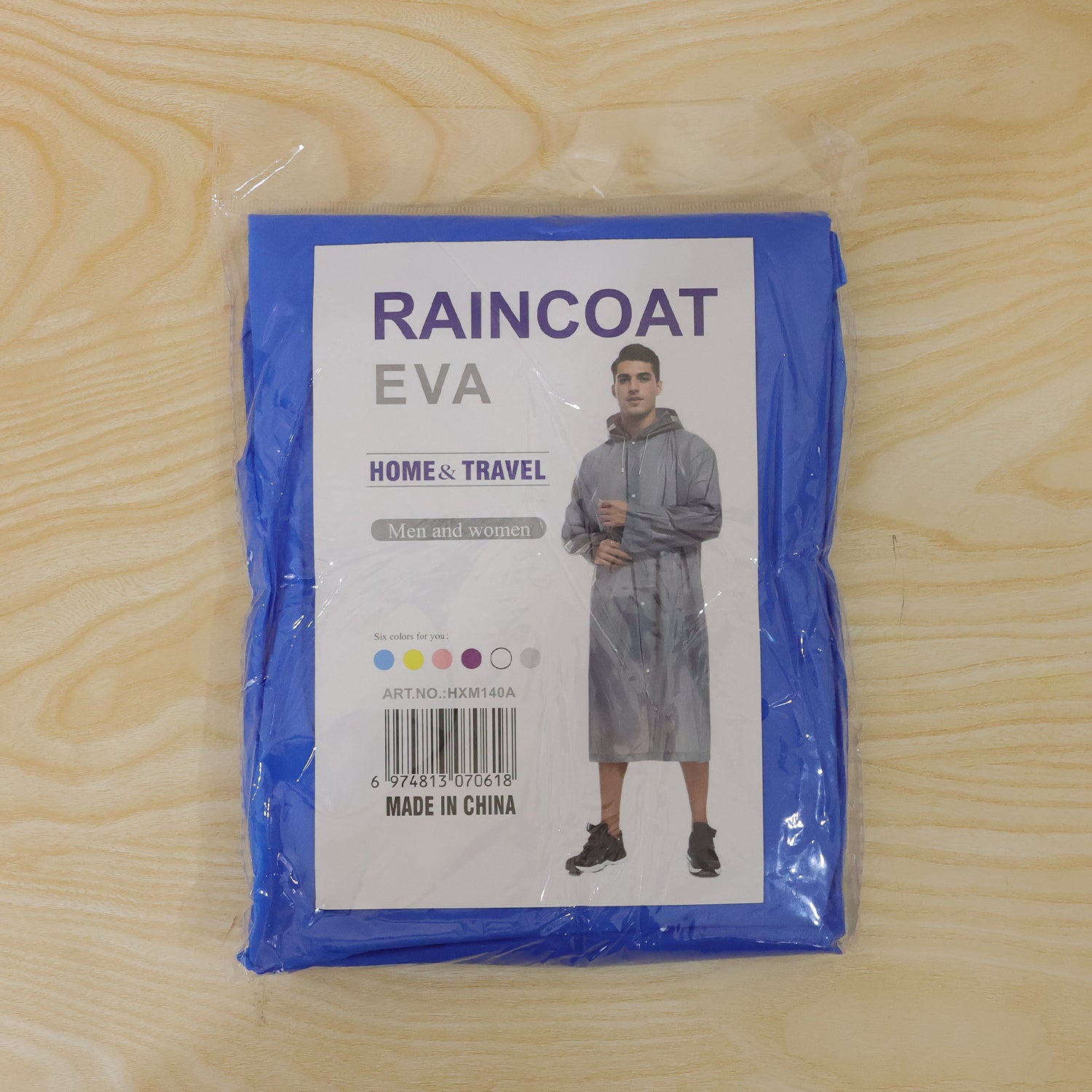 Blue EVA Hooded Rain Coat for Men & Women Monsoon Wear