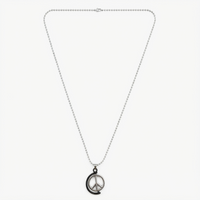 Silver Peace Symbol Pendant Necklace with Ball Chain for Men & Women, Minimalist Jewelry