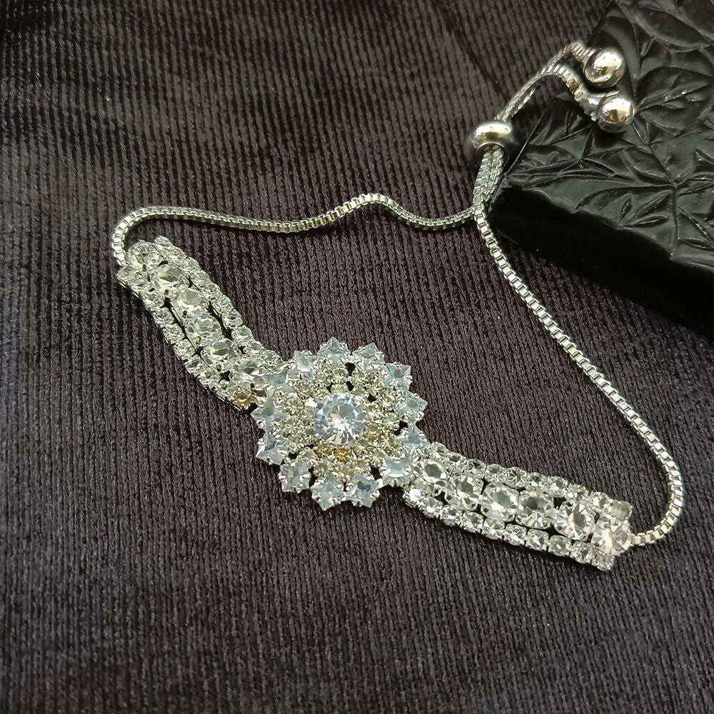 Silver Plated Ad Stone Adjustable Bracelet