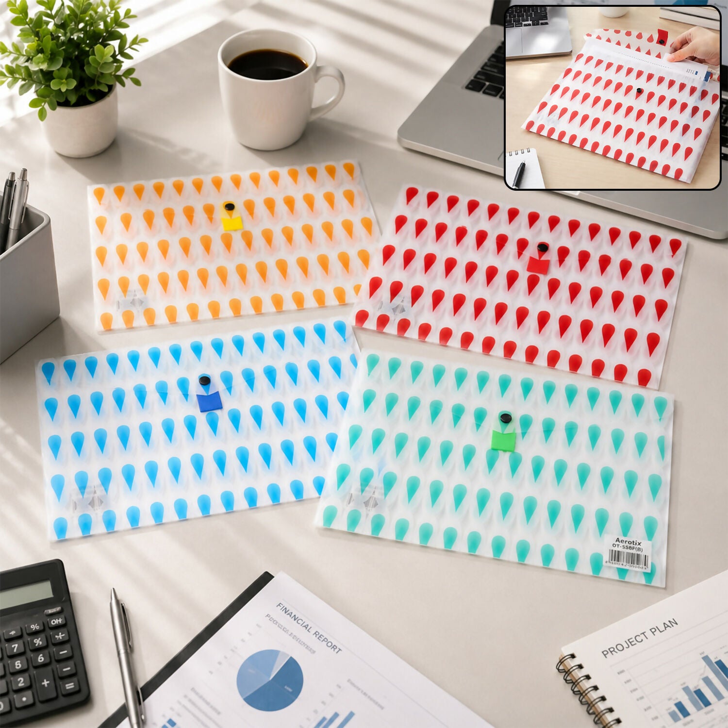 Premium A4 document envelope folder with teardrop design