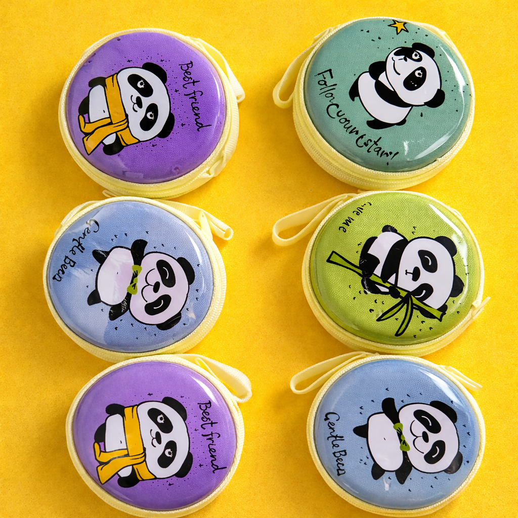 Panda coin pouch open showing interior storage space