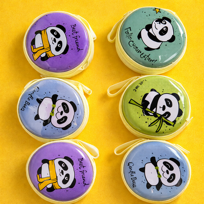 Panda coin pouch open showing interior storage space