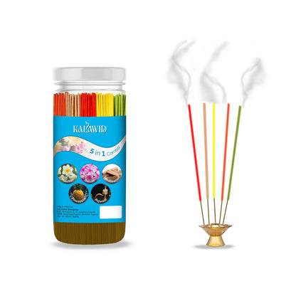 Premium Agarbatti 5 In 1 Combo with Manthan, Deluxe, Sandalwood, Pineapple, Rajwadi Fragrances for Daily Pooja & Relaxation (400 Gm)