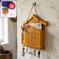 Key Holder with Key Villa – Rustic Wooden Organizer with Hooks
