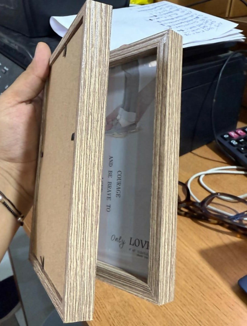 Premium Wooden Double Photo Frame for Tabletop | Dual Hinged Picture Frame for Home & Office Décor | Rustic Natural Wood Finish Vertical Display Frame for Couple, Family & Gift Use | Stylish Desk Photo Stand