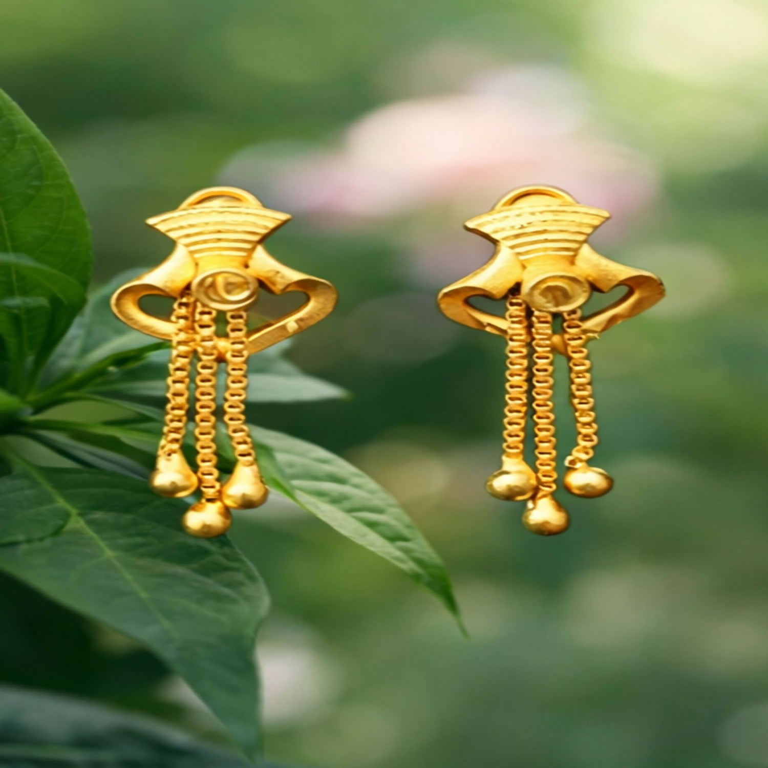 Elegant Gold-Plated Chain Drop Earrings for Women | Lightweight Party & Festive Wear Earrings (Pack Of 8)