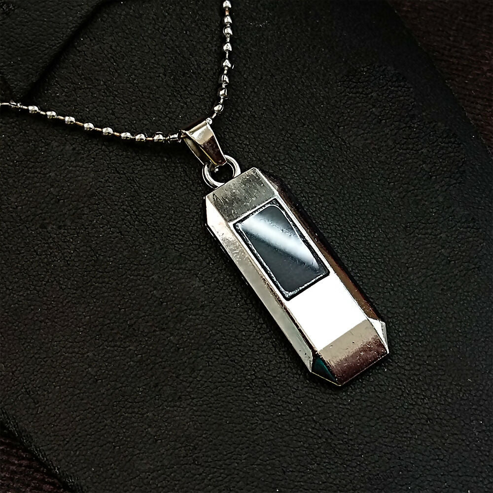 Black Enamel Chain Pendant For Men
