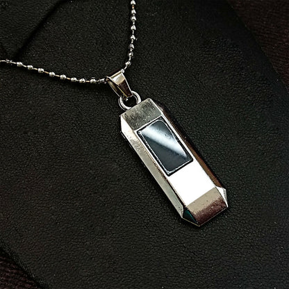 Black Enamel Chain Pendant For Men