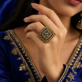 Luxury Vintage Crystal Cocktail Ring – Elegant Ethnic Accessory