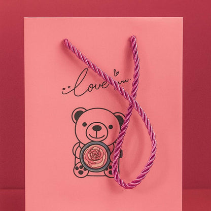 Pink Teddy Bear With Eternal Rose Gift Box | Romantic Love Gift for Her & Couples