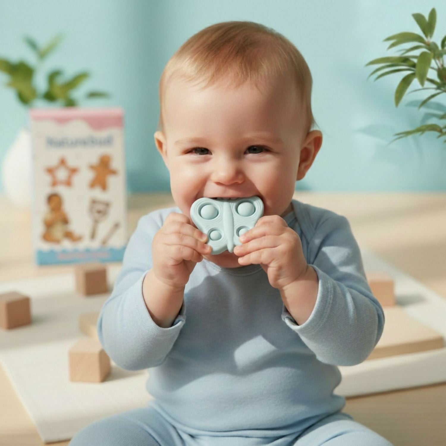 Butterfly shaped pop it silicone teether