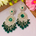 Emerald Green Kundan Earrings – Elegant Festive Jewelry for Women
