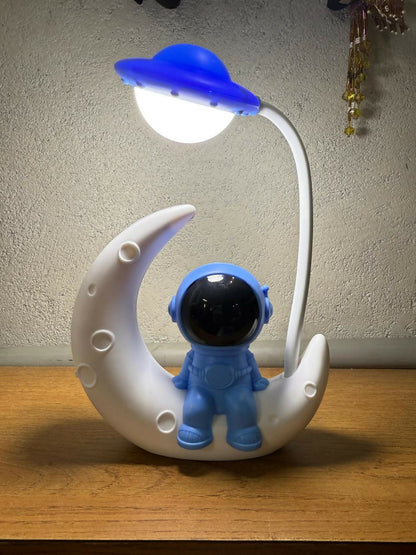 Astronaut Moon LED Night Lamp with Adjustable Stand, Soft Warm Light for Kids, Bedroom, Study Table, Baby Room, Home Decor & Gifting