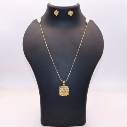 Gold Plated AD Heart & Floral Jewelry Set with Earring For women and girls