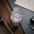 Men's Silver Analog Watch – Elegant Chronograph Design for Daily Wear