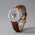 Men's Analog Wrist Watch – Brown Strap with White Dial for Office Use