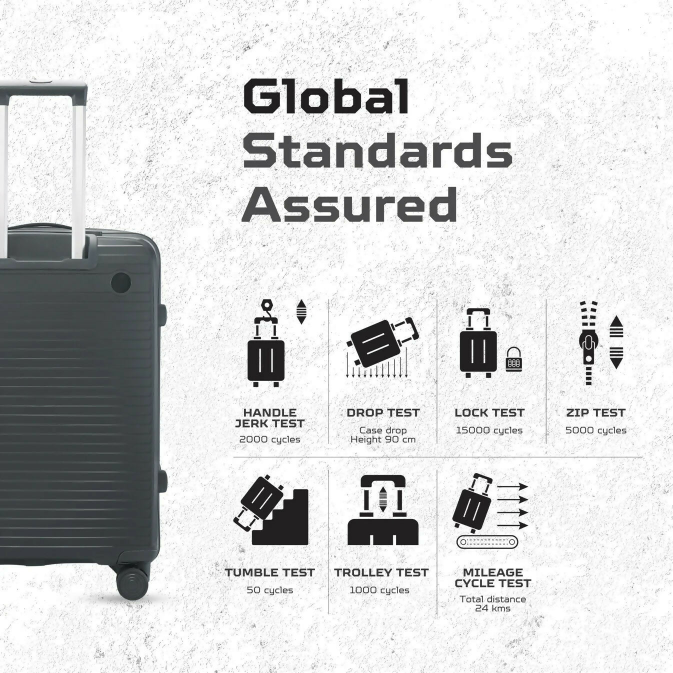 Dark grey 28-Inch hard shell luggage with smooth spinner wheels front view