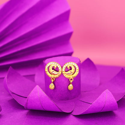 Gold Peacock Stud Earrings with AD for women and girls