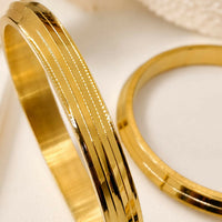 Men's Classic Golden-Plated Double-Grooved Ridge Kada | Sleek Solid Slip-On Bangle - IMITATION JEWELLERY