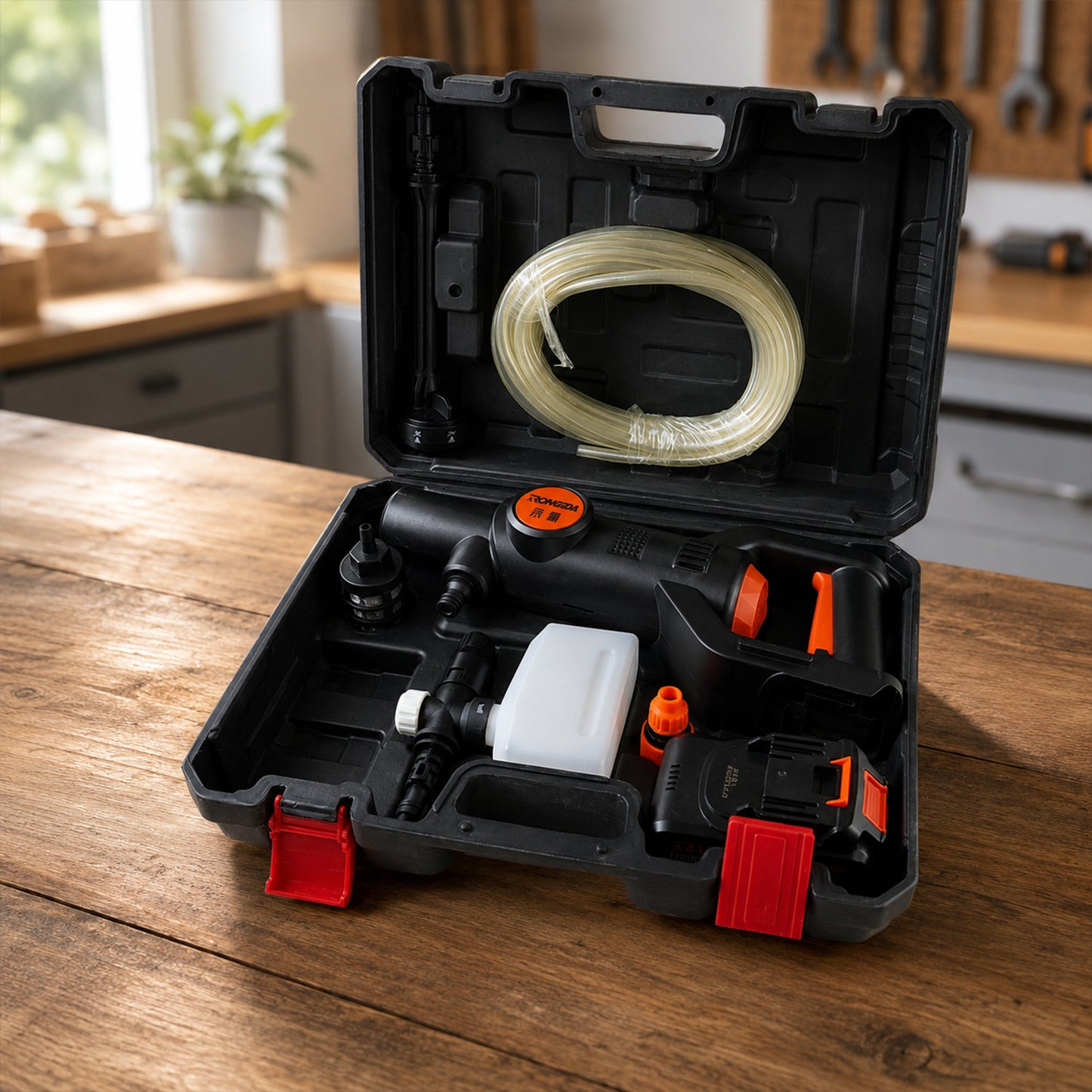 High Pressure Cordless Car Washer – Portable with Hose & Foam