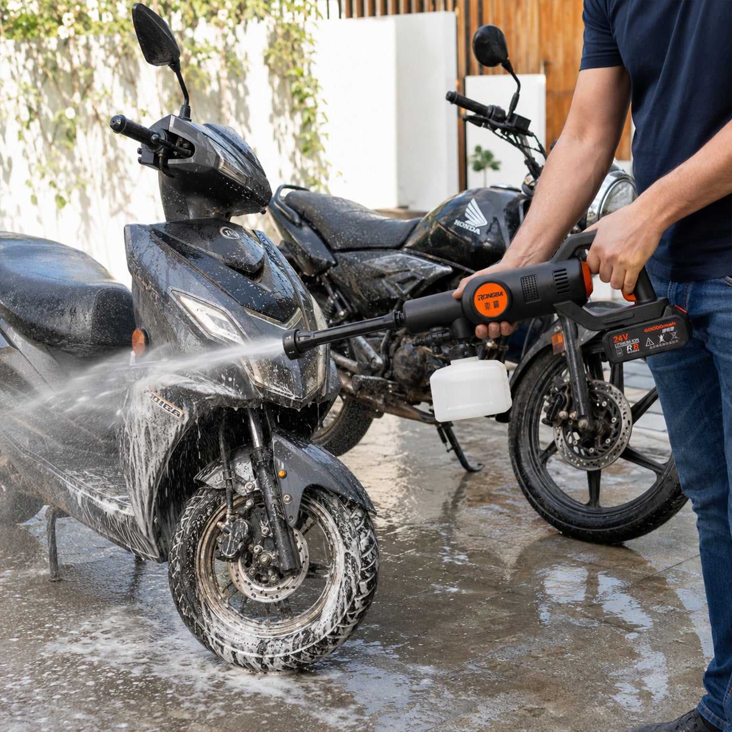 High Pressure Cordless Car Washer – Portable with Hose & Foam