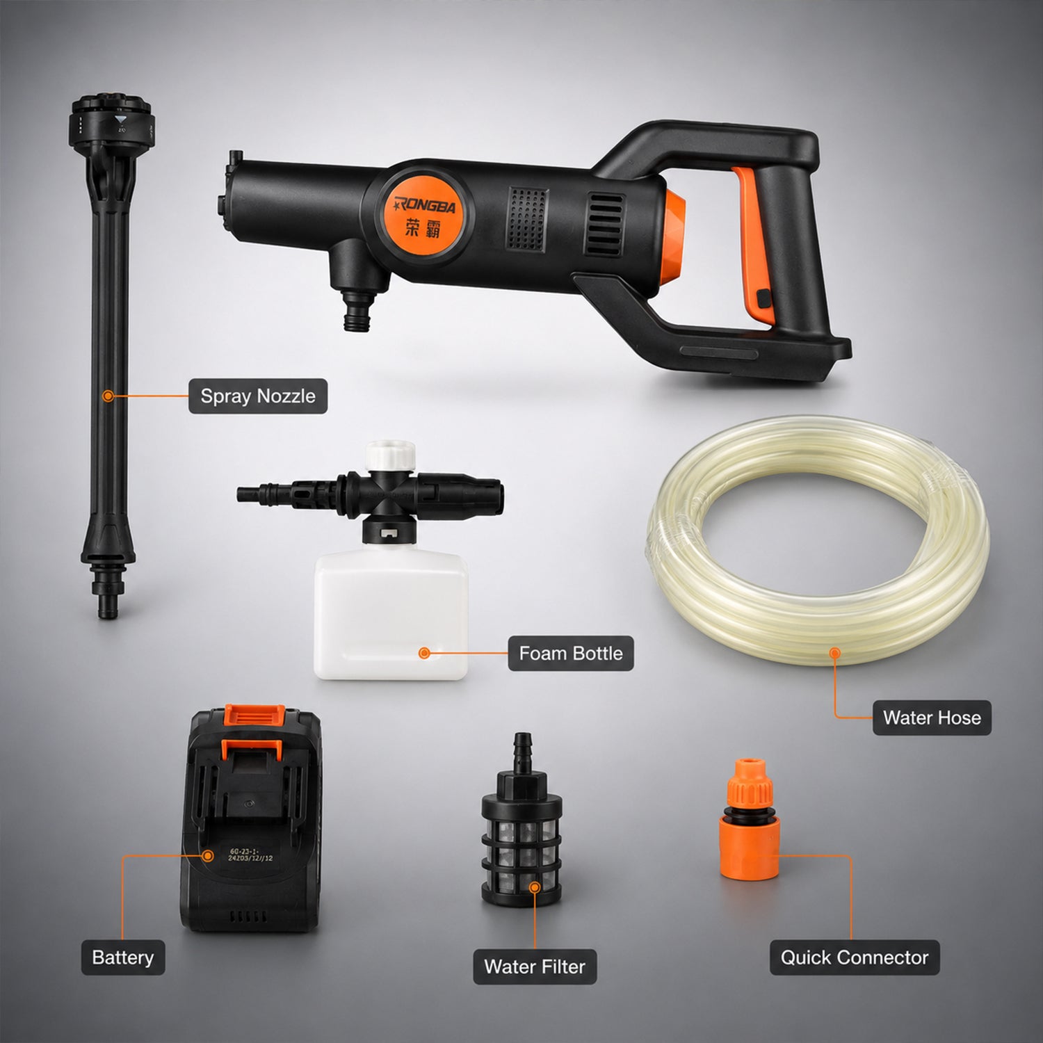 High Pressure Cordless Car Washer – Portable with Hose & Foam