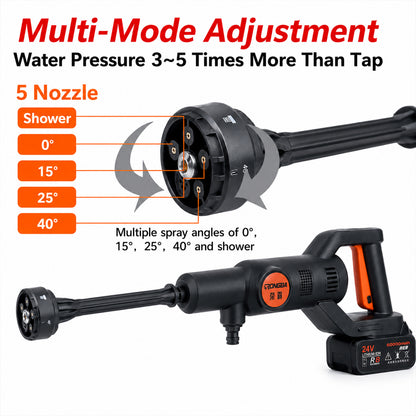 High Pressure Cordless Car Washer – Portable with Hose & Foam