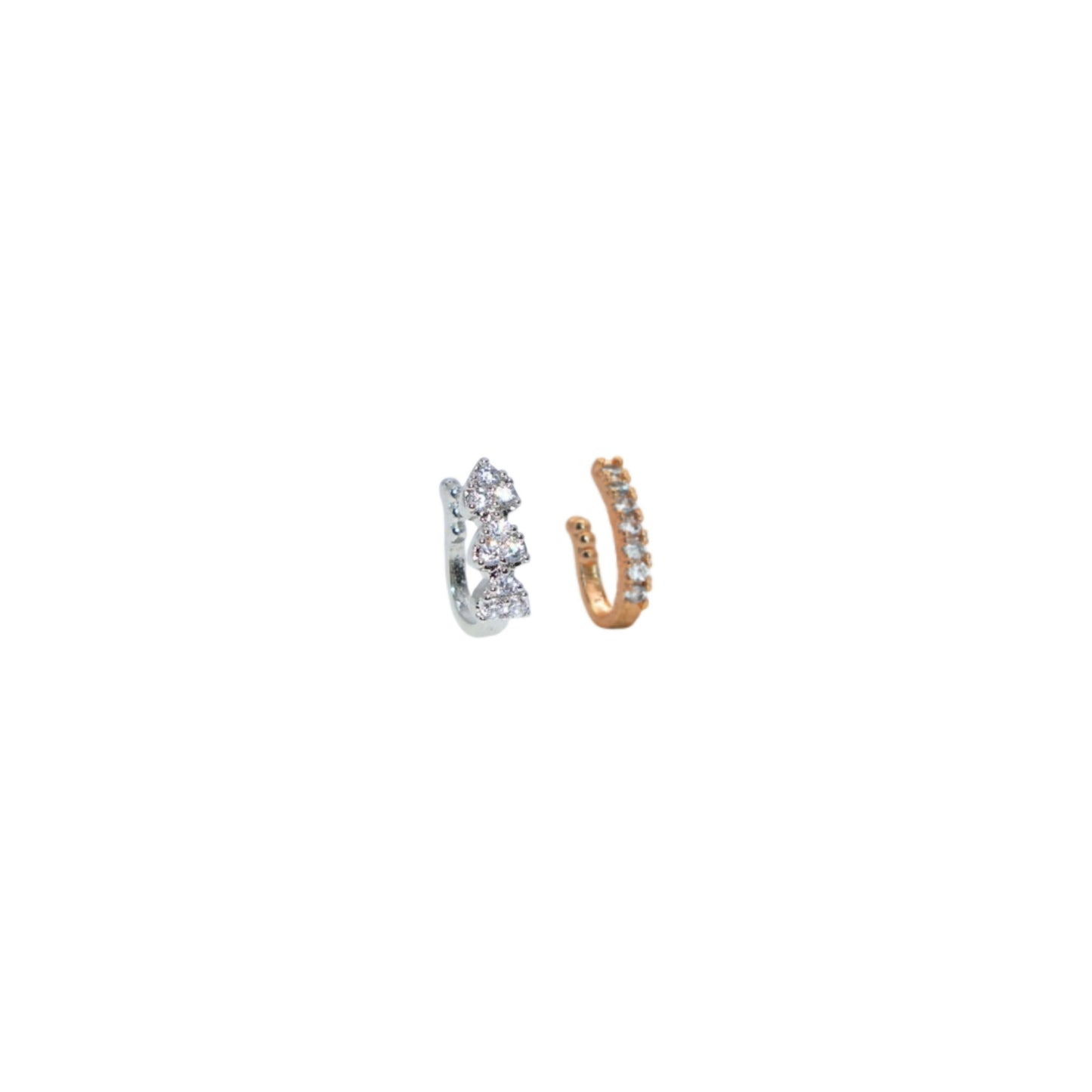 Gold-plated cubic zirconia pave eternity band nose ring clip in combo pack