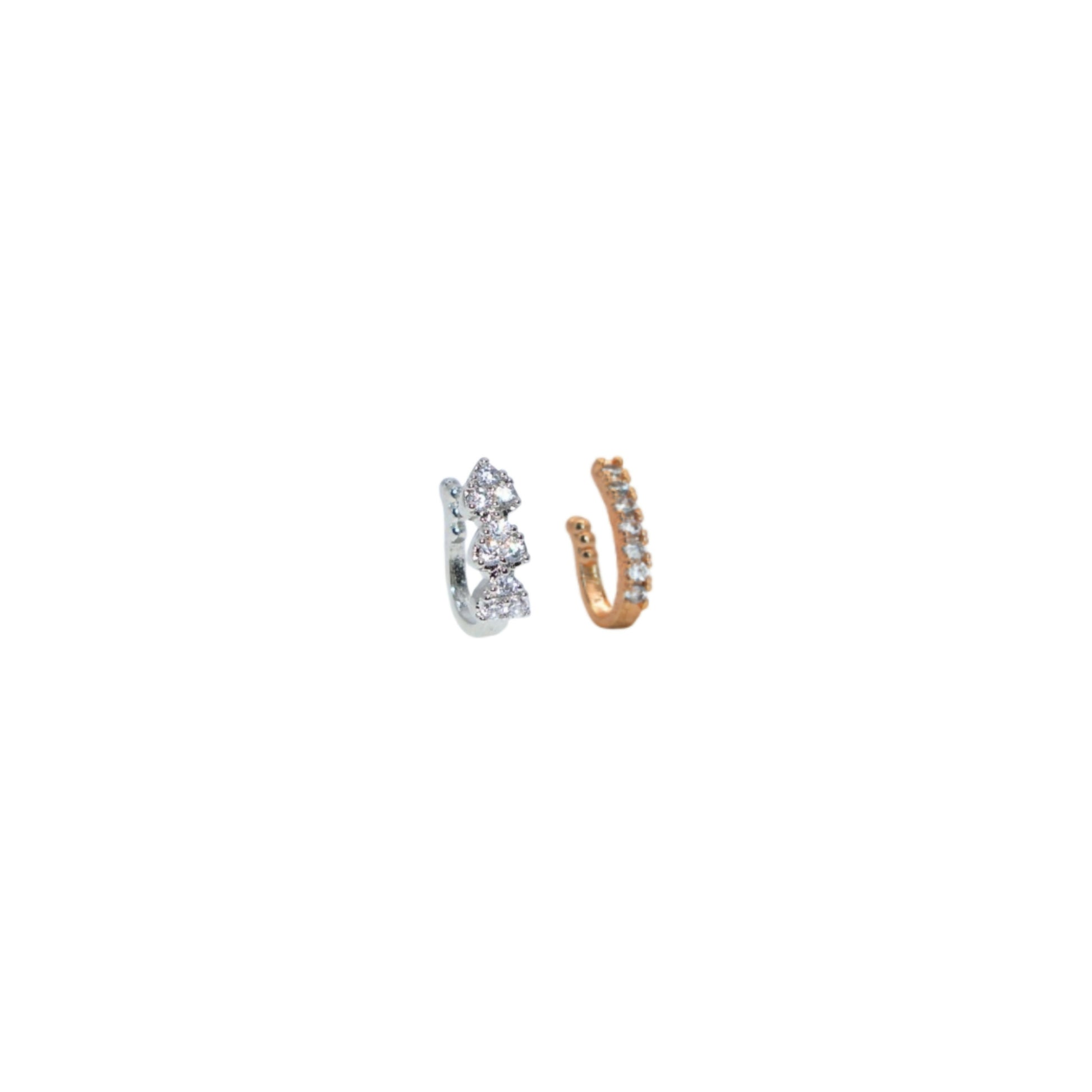 Gold-plated cubic zirconia pave eternity band nose ring clip in combo pack
