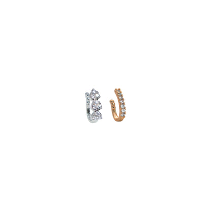 Gold-plated cubic zirconia pave eternity band nose ring clip in combo pack
