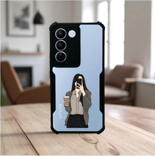 Coffee Girl Mobile Cover For Vivo V27