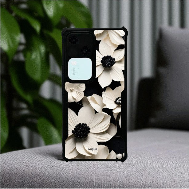 Black & Bloom Mobile Cover For Vivo V30 Pro