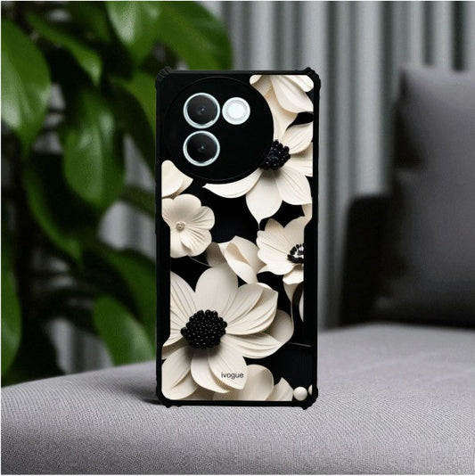 Black & Bloom Mobile Cover For Vivo V30E