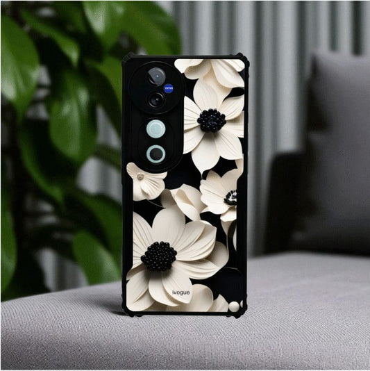 Black & Bloom Mobile Cover For Vivo V40 Pro