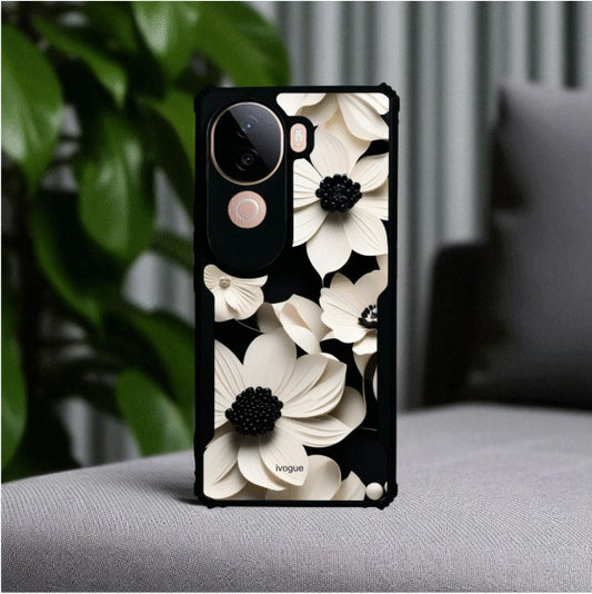 Black & Bloom Mobile Cover For Vivo V40E