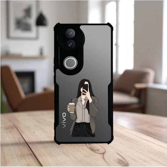 Coffee Girl Mobile Cover For VIVO V50