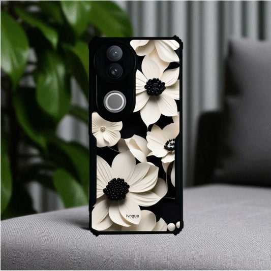 Black & Bloom Mobile Cover For VIVO V50