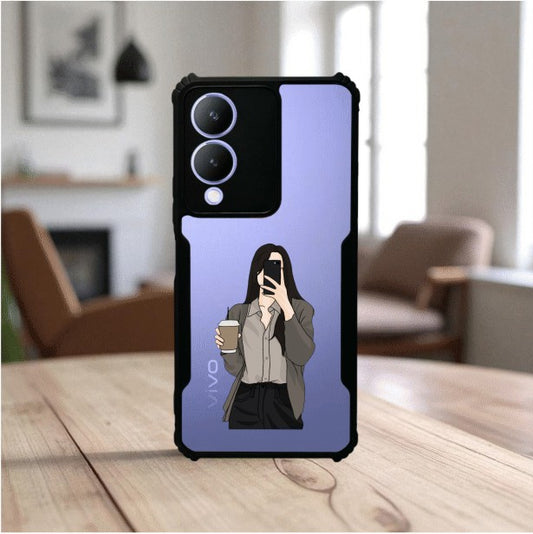 Coffee Girl Mobile Cover For VIVO Y17S