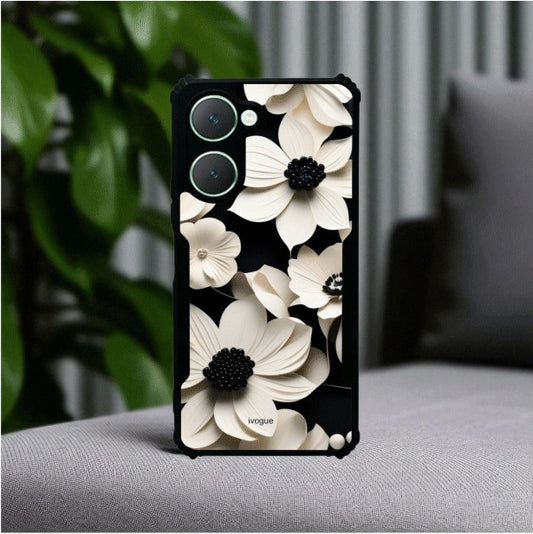 Black & Bloom Mobile Cover For Vivo Y28S