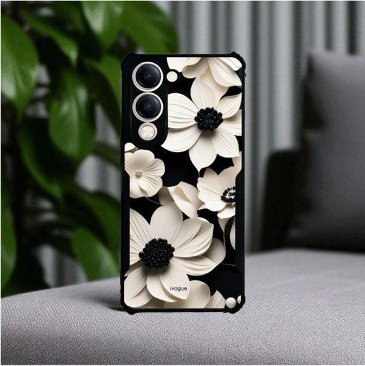 Black & Bloom Mobile Cover For VIVO Y19e
