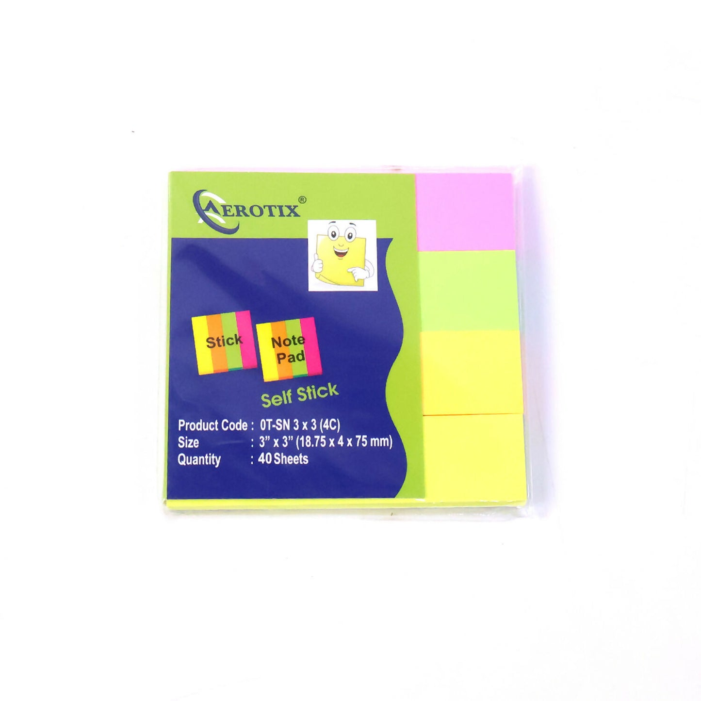 Self Sticky Notes Pad 4 Multicolour with Strong Adhesive (18.75×4×75 mm,40 Sheets,6 Pack Combo)