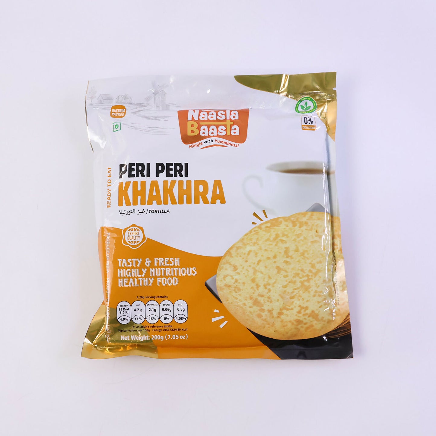 Naasta Baasta Peri Peri Khakhra Ready-to-Eat Spicy Crispy Wheat Snack (200 Gm)