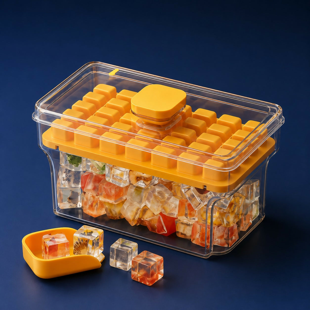 Ice cube tray box set with scoop and lid