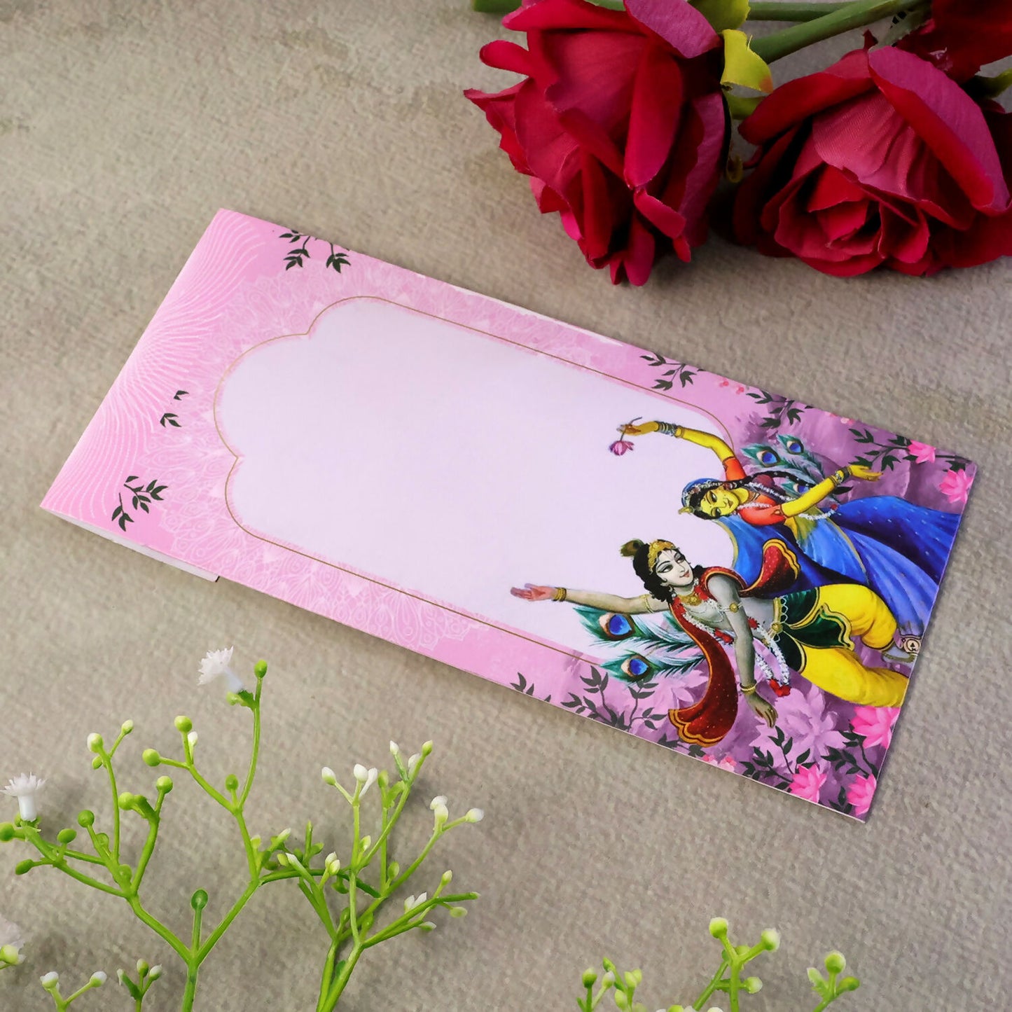 Traditional Radha Krishna Wedding Shagun Money Envelope Pack of 10 Pieces