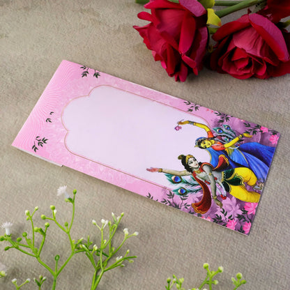 Traditional Radha Krishna Wedding Shagun Money Envelope Pack of 10 Pieces