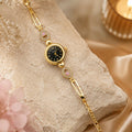 Elegant Gold-Plated Crystal and Pink Heart Bracelet Watch