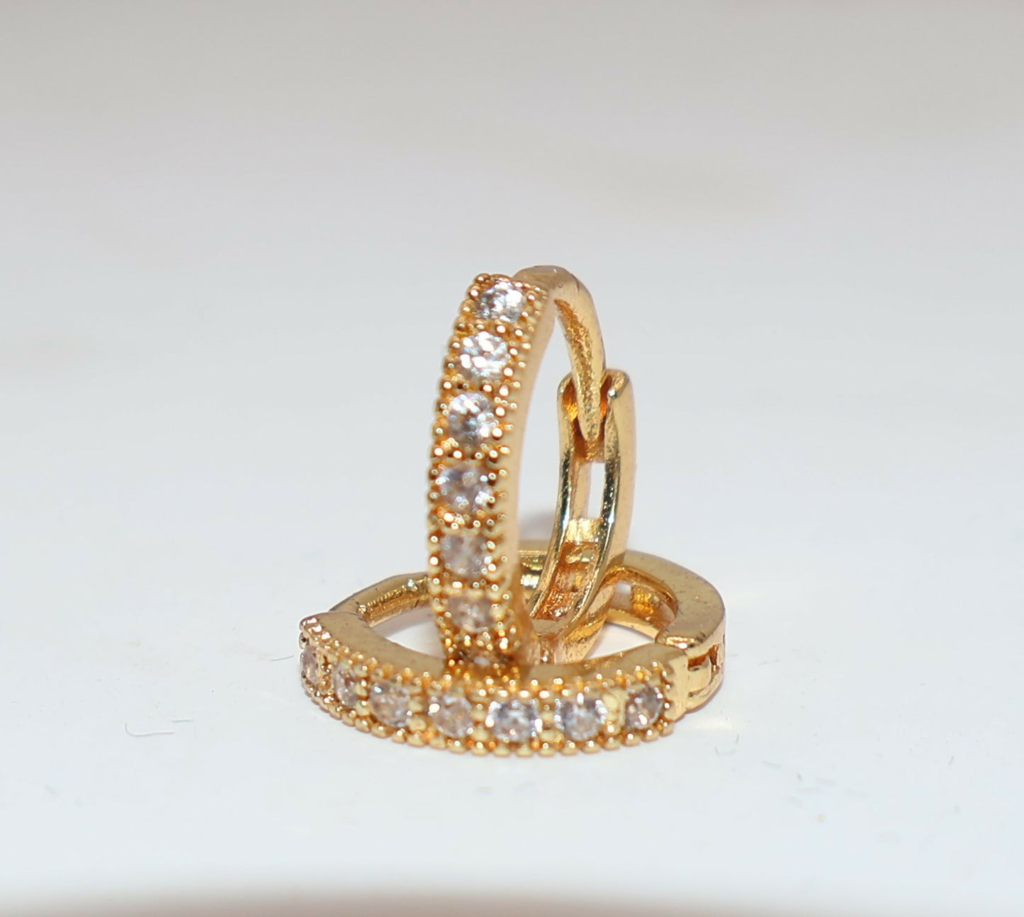 Gold Plated AD Bali Dangler Huggie Hoop Earrings Bali kan ki for Women/Girls Combo Pack of 2