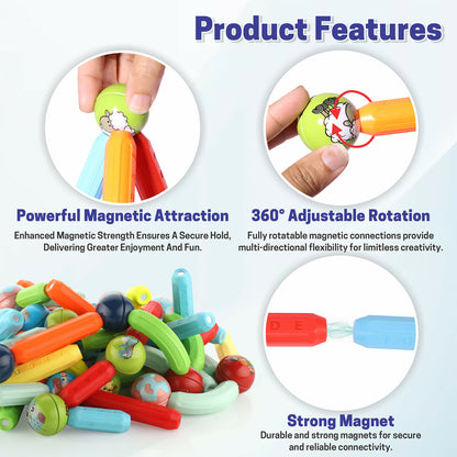 Interactive marble run built using 3D magnetic tiles building set